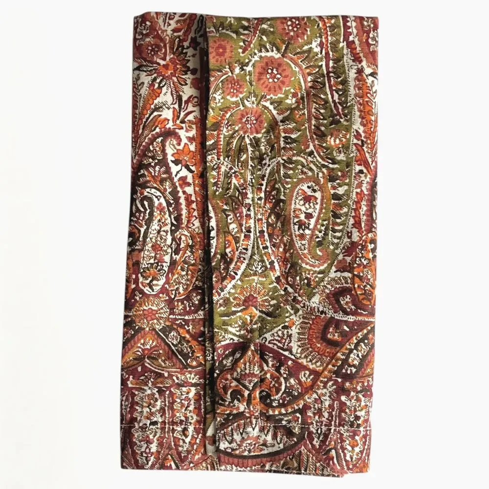 Pottery Barn Napkin Replacement 1 Pc Brown Red Orange Paisley Cotton Linen 20x20
